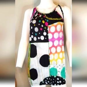 GALLIANO SMALL OVERSIZED MULTICOLORED TIE-NECK HALTER TOP